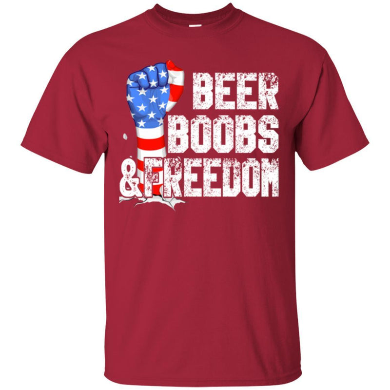 Beer T-Shirt Beer Boobs And Freedom Funny Drinking Lovers Interesting Gift Tee Shirt CustomCat