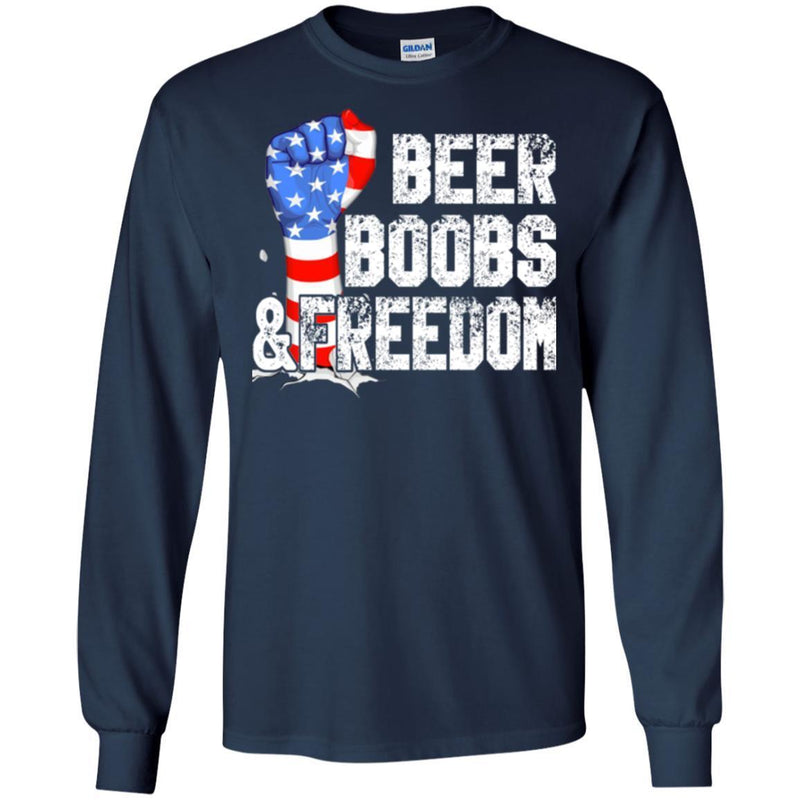 Beer T-Shirt Beer Boobs And Freedom Funny Drinking Lovers Interesting Gift Tee Shirt CustomCat