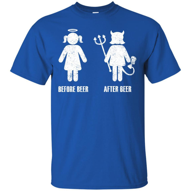 Beer T-Shirt Before Beer After Beer Funny Product Steering Campaign Angel and Demon Tees Gift Shirts CustomCat