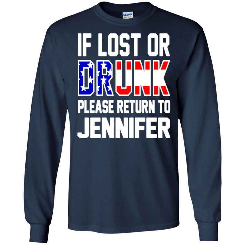 Beer T-Shirt If Lost Or Drunk Please Return To Jennifer Funny Drinking Lovers Interesting Gift Tee Shirt CustomCat