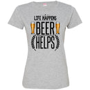 Beer T-Shirt Life Happens Beer Helps Funny Drinking Lovers Interesting Gift Tee Shirt CustomCat