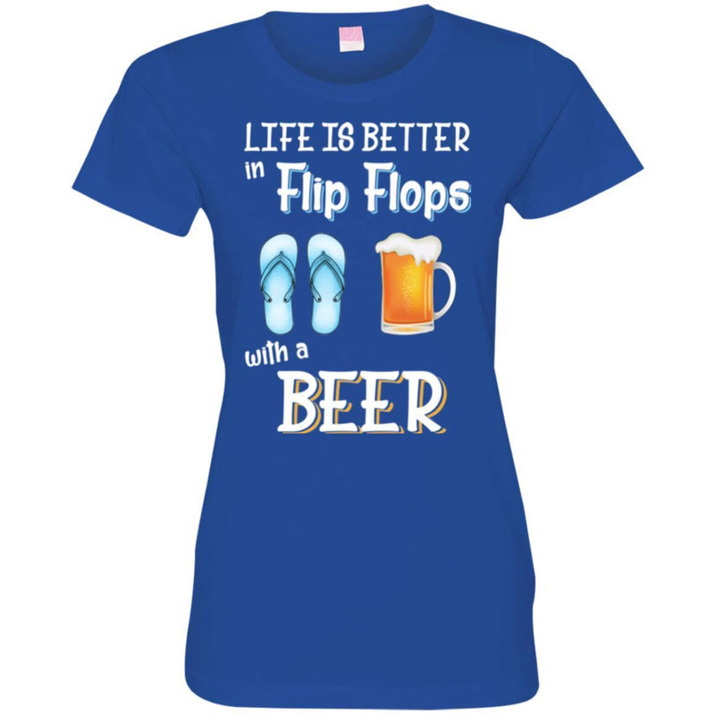 Beer T-Shirt Life Is Better Flip Flops With A Beer Funny Drinking Lovers Interesting Gift Tee Shirt CustomCat