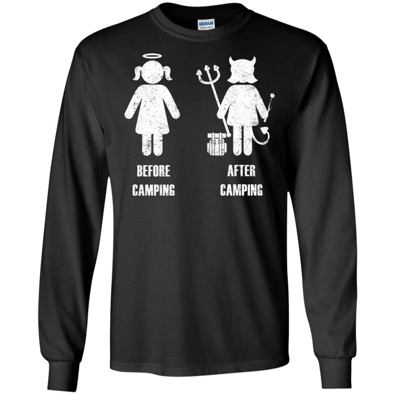 Before Camping After Camping I Love Camping Angels and Demons Funny Cute Gift Tees Shirts CustomCat