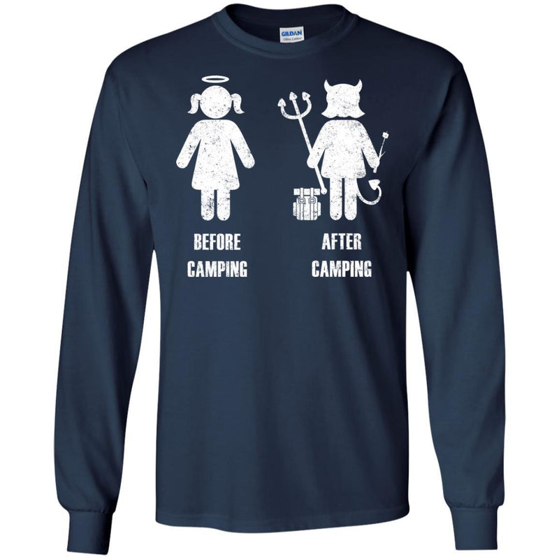 Before Camping After Camping I Love Camping Angels and Demons Funny Cute Gift Tees Shirts CustomCat