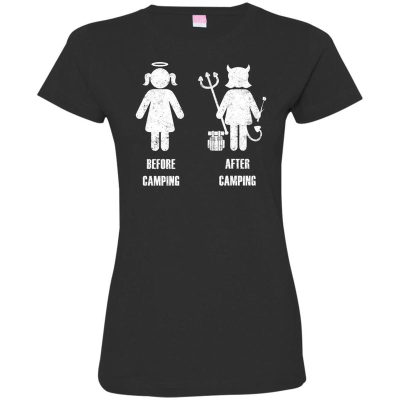 Before Camping After Camping I Love Camping Angels and Demons Funny Cute Gift Tees Shirts CustomCat