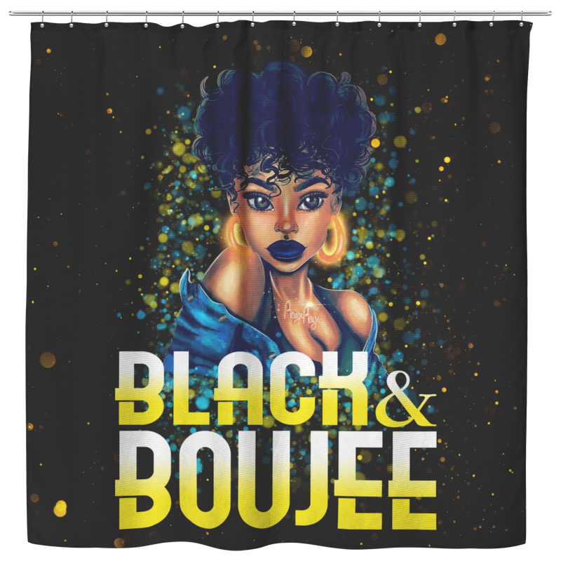 Black And Boujee Shower Curtains - African American Girl Shower Curtains For Bathroom Decor