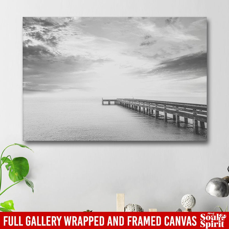 Black And White Ocean Dock Canvas For Living Room Decor Family - CANLA75 - CustomCat
