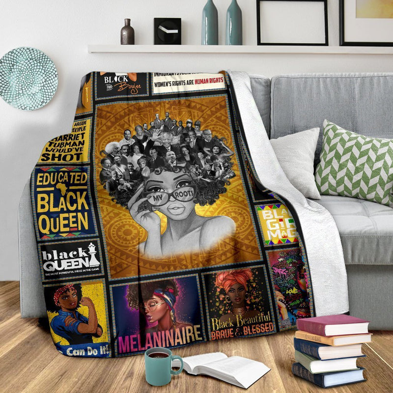 Black Girl My Roots African American Fleece Blanket interestprint
