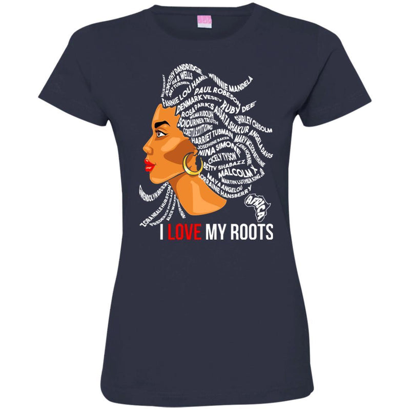 Black Girl T-Shirt I Love My Roots Patriotic Black History Month Natural Hair Afro African T-Shirt CustomCat