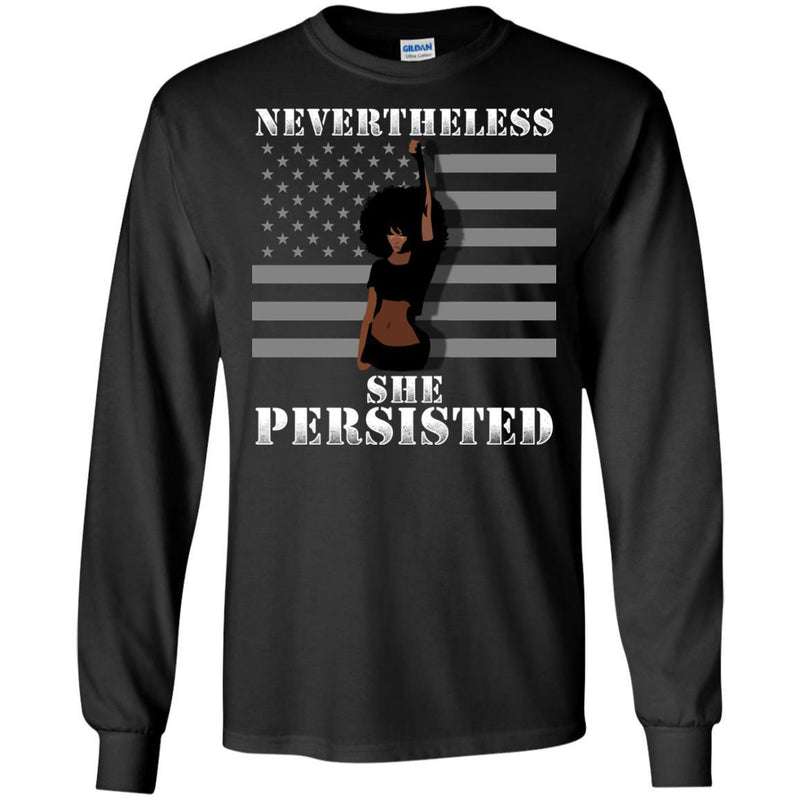 Black Girl T-Shirts Women's Nevertheless She Persisted Funny Political Congress Flag Pretty Shirt CustomCat