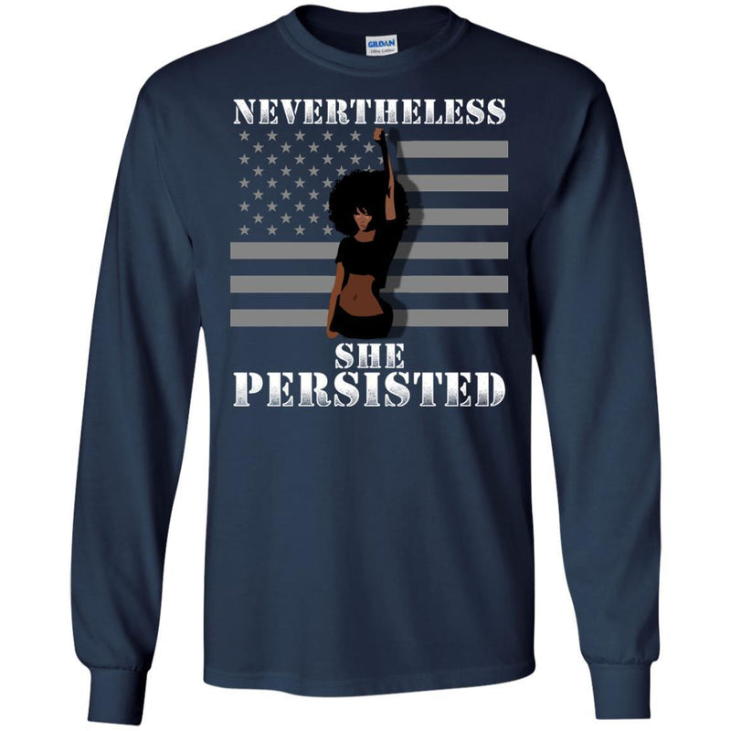 Black Girl T-Shirts Women's Nevertheless She Persisted Funny Political Congress Flag Pretty Shirt CustomCat