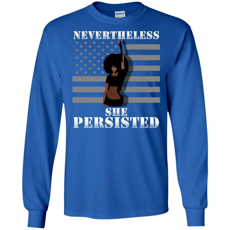 Black Girl T-Shirts Women's Nevertheless She Persisted Funny Political Congress Flag Pretty Shirt CustomCat