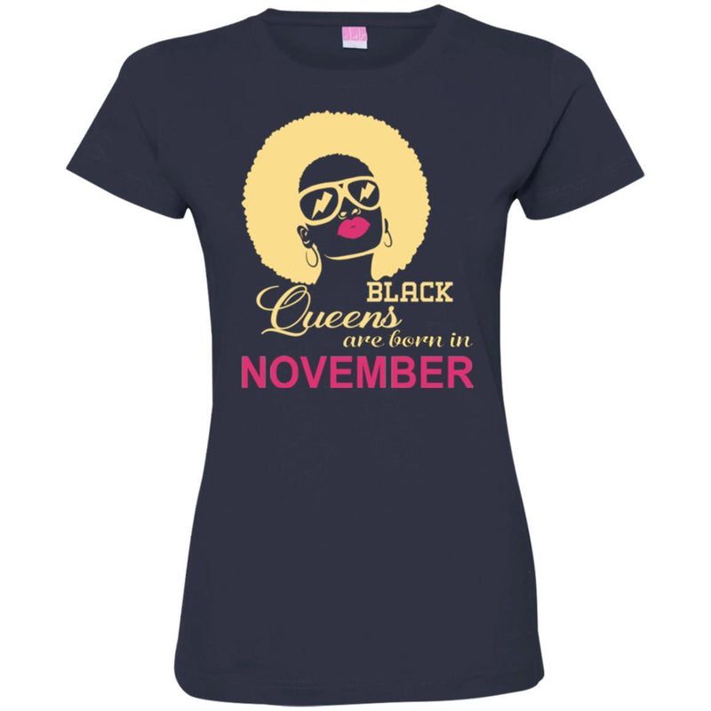 Black Queens Are Born In November Birthday T-Shirt for Black Women CustomCat