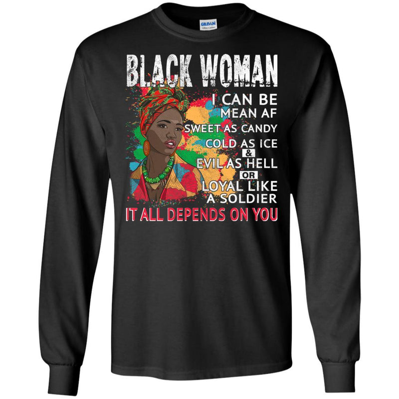 Black Woman It All Depends On You T-shirts CustomCat