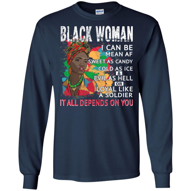 Black Woman It All Depends On You T-shirts CustomCat