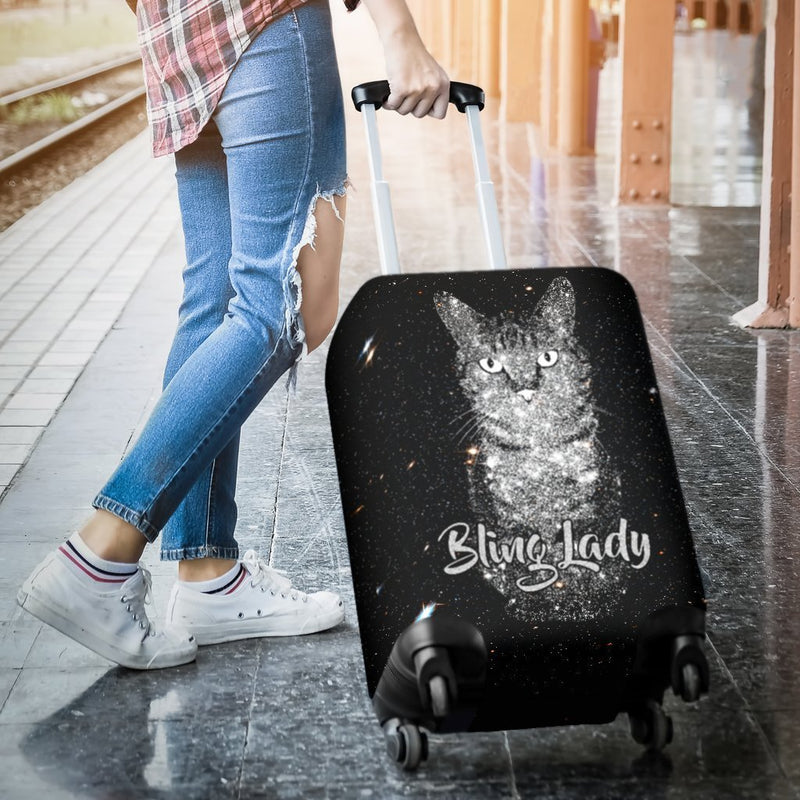 Bling Bling Cat - Glittery Cat Luggage Cover interestprint