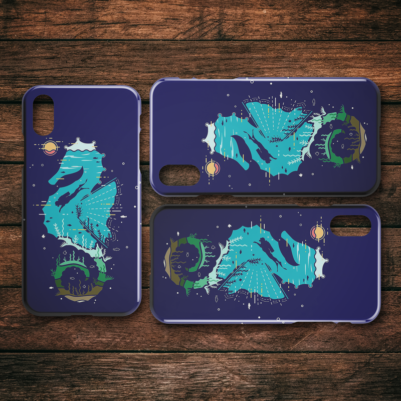Blue Seahorses Under Sea iPhone Case teelaunch