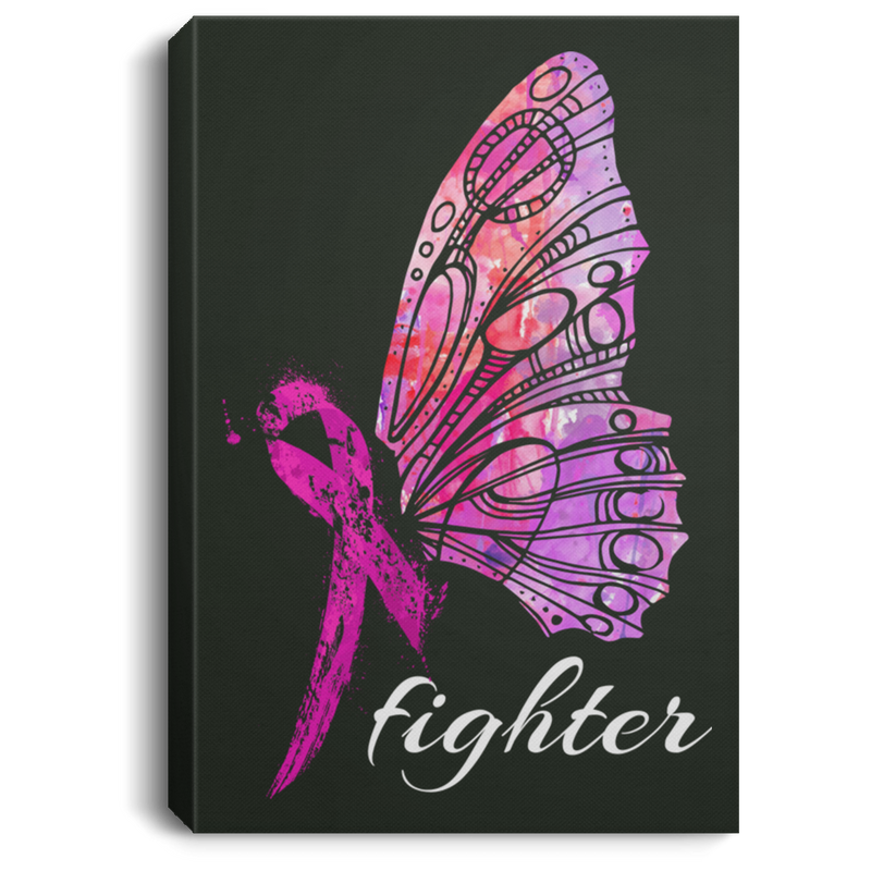 Breast Cancer Awareness Canvas - Fight Butterfly And Pink Ribbon Canvas Wall Art Decor
