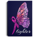 Breast Cancer Awareness Canvas - Fight Butterfly And Pink Ribbon Canvas Wall Art Decor