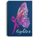 Breast Cancer Awareness Canvas - Fight Butterfly And Pink Ribbon Canvas Wall Art Decor
