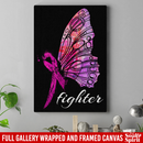 Breast Cancer Awareness Canvas - Fight Butterfly And Pink Ribbon Canvas Wall Art Decor