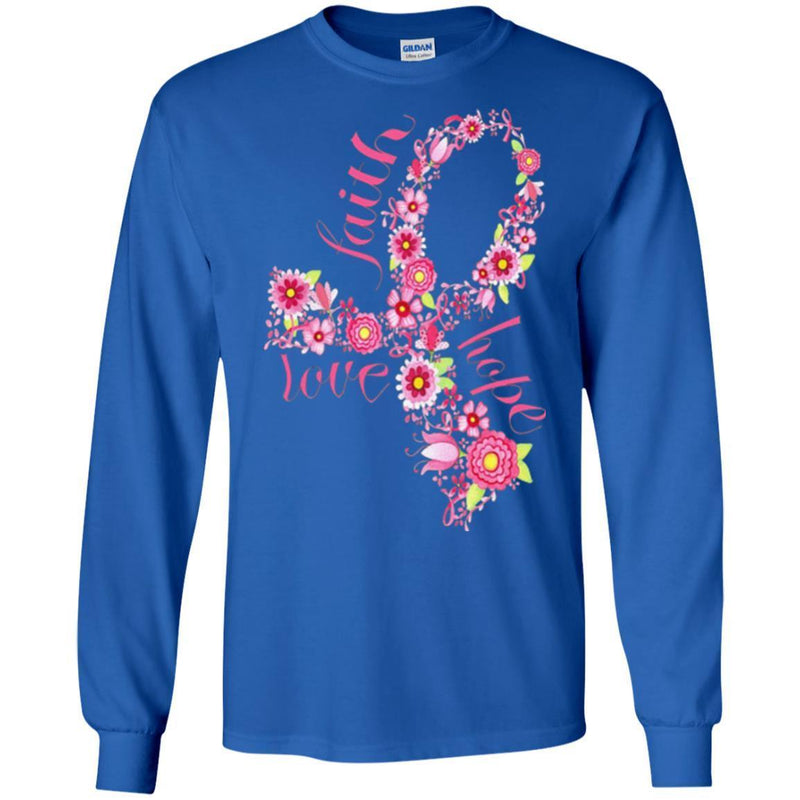 Breast Cancer Awareness T Shirt Faith Hope Love Flowers Shirts CustomCat