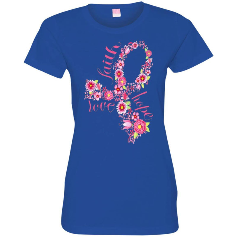 Breast Cancer Awareness T Shirt Faith Hope Love Flowers Shirts CustomCat