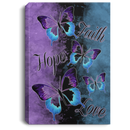 Butterflies Canvas - Faith Hope Love Butterflies Purple Blue Canvas Wall Art Decor Butterfly - CANPO75 - CustomCat