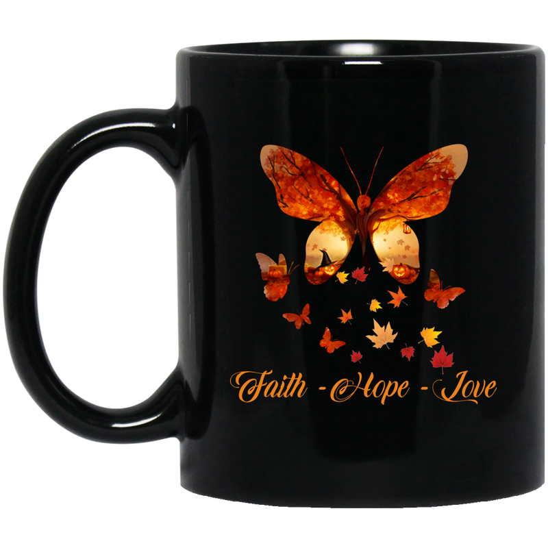 Butterflies Coffee Mug Faith Love Hope Butterflies 11oz - 15oz Black Mug CustomCat