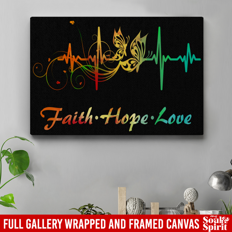 Butterfly Canvas - Faith Hope Love Beatheart Canvas Wall Art Decor Butterfly - CANLA75 - CustomCat