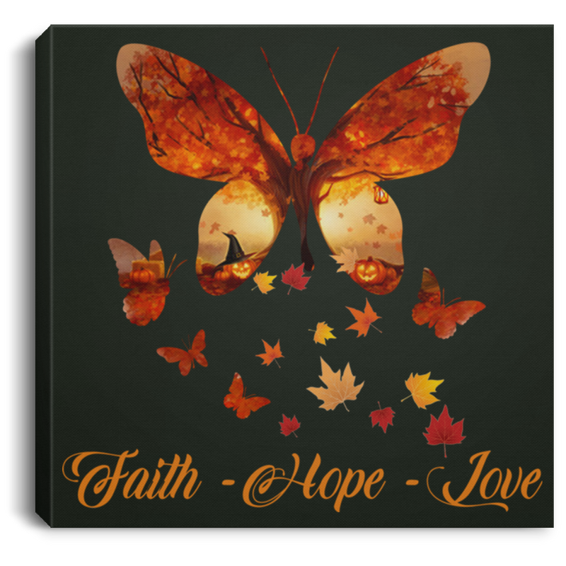 Butterfly Canvas - Faith Love Hope Butterflies Canvas Wall Art Decor Butterfly - CANSQ75 - CustomCat
