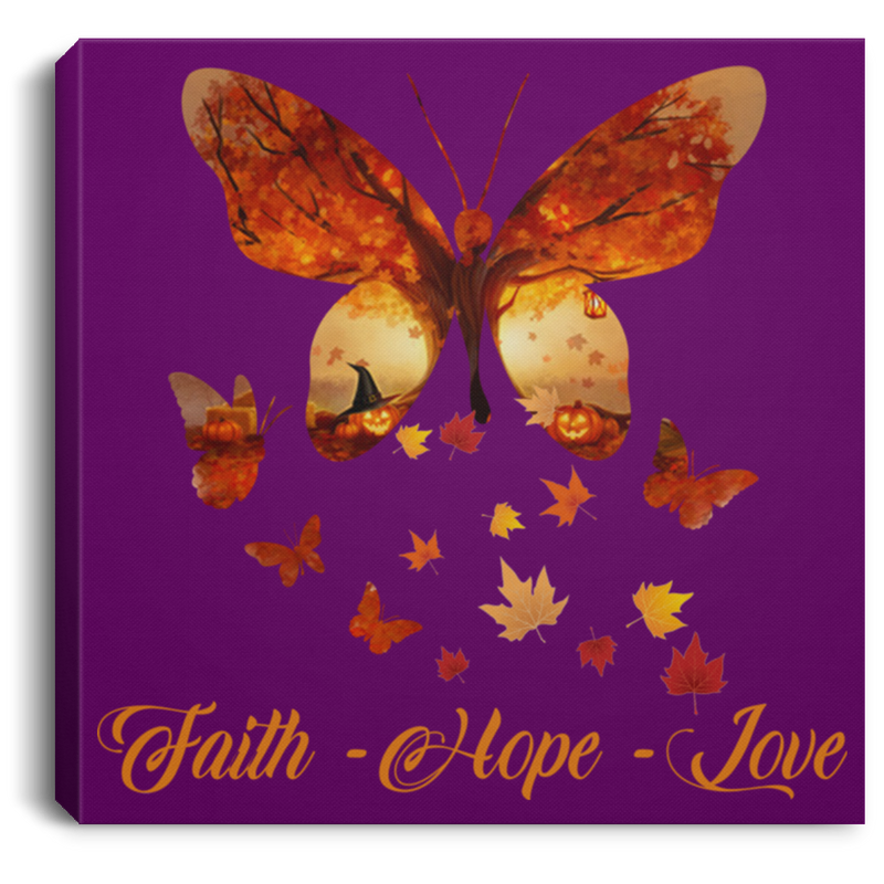 Butterfly Canvas - Faith Love Hope Butterflies Canvas Wall Art Decor Butterfly - CANSQ75 - CustomCat