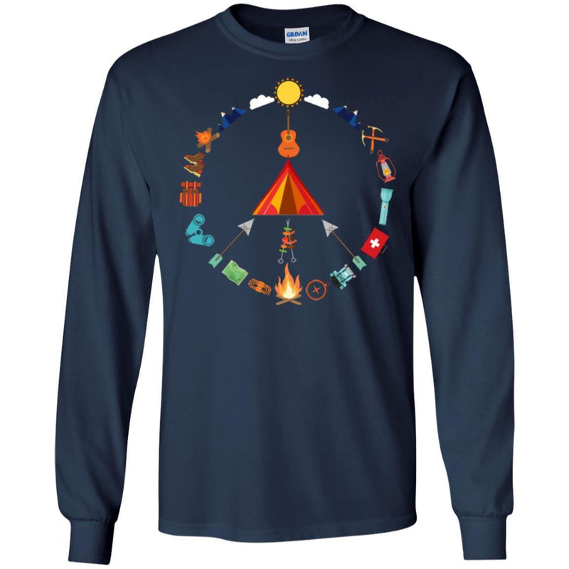 Camping T-Shirt Camping Peace Campfire Design Tees Summer Tee Shirt CustomCat