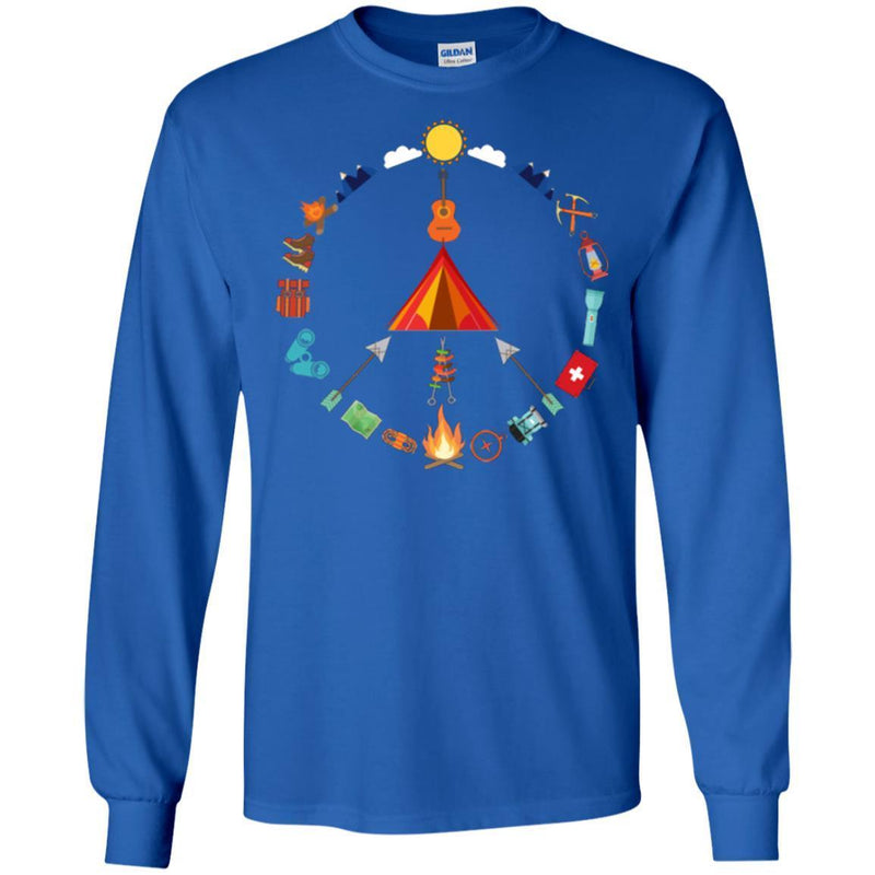Camping T-Shirt Camping Peace Campfire Design Tees Summer Tee Shirt CustomCat
