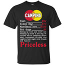 Camping T-Shirt Camping PricelessTent Sleep Bag Marshmallows Hot Dogs Funny Gift Tee Shirt CustomCat