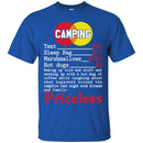 Camping T-Shirt Camping PricelessTent Sleep Bag Marshmallows Hot Dogs Funny Gift Tee Shirt CustomCat