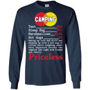 Camping T-Shirt Camping PricelessTent Sleep Bag Marshmallows Hot Dogs Funny Gift Tee Shirt CustomCat