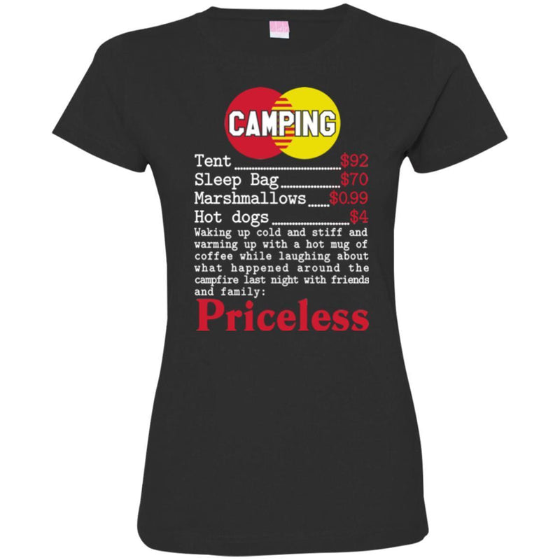 Camping T-Shirt Camping PricelessTent Sleep Bag Marshmallows Hot Dogs Funny Gift Tee Shirt CustomCat