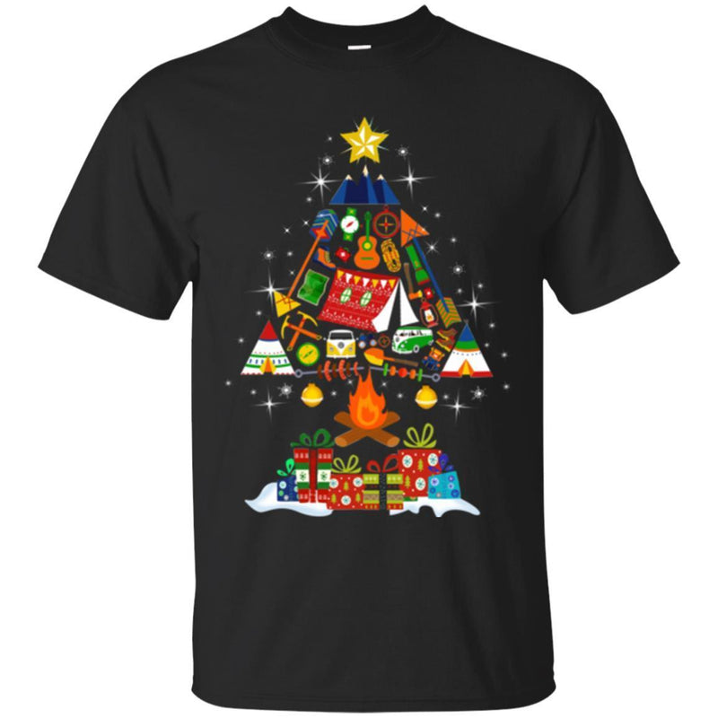 Camping T-Shirt Christmas Tree Tools Camping Funny Gift For Camper Tee Shirt CustomCat
