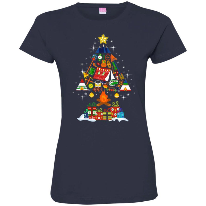 Camping T-Shirt Christmas Tree Tools Camping Funny Gift For Camper Tee Shirt CustomCat
