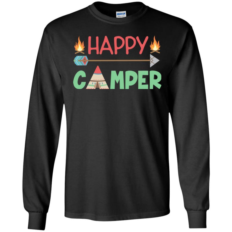 Camping T-Shirt Funny Happy Camper Shirt Campfire roasting Marshmallows Gift Tee Shirt CustomCat