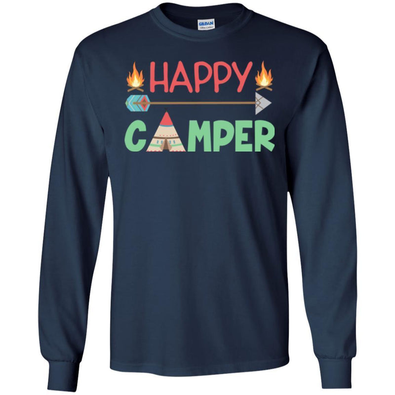 Camping T-Shirt Funny Happy Camper Shirt Campfire roasting Marshmallows Gift Tee Shirt CustomCat