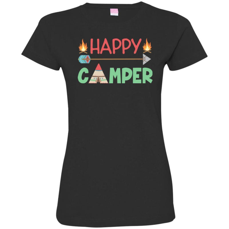 Camping T-Shirt Funny Happy Camper Shirt Campfire roasting Marshmallows Gift Tee Shirt CustomCat