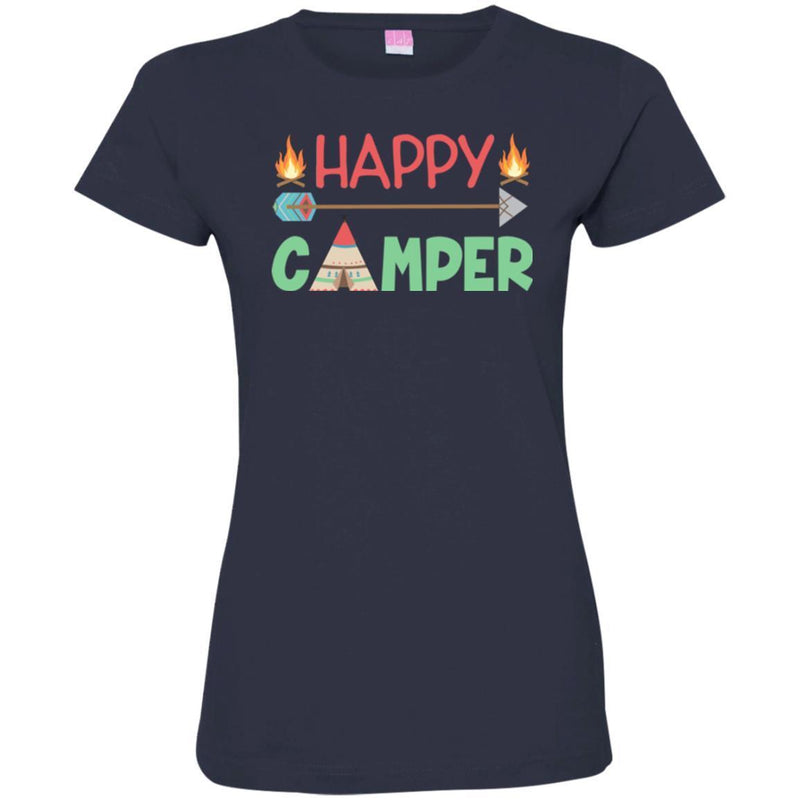 Camping T-Shirt Funny Happy Camper Shirt Campfire roasting Marshmallows Gift Tee Shirt CustomCat