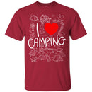 Camping T-Shirt I Love Camping Heart Campfire Design Tees Summer Tee Shirt CustomCat