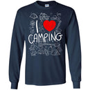 Camping T-Shirt I Love Camping Heart Campfire Design Tees Summer Tee Shirt CustomCat
