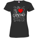 Camping T-Shirt I Love Camping Heart Campfire Design Tees Summer Tee Shirt CustomCat