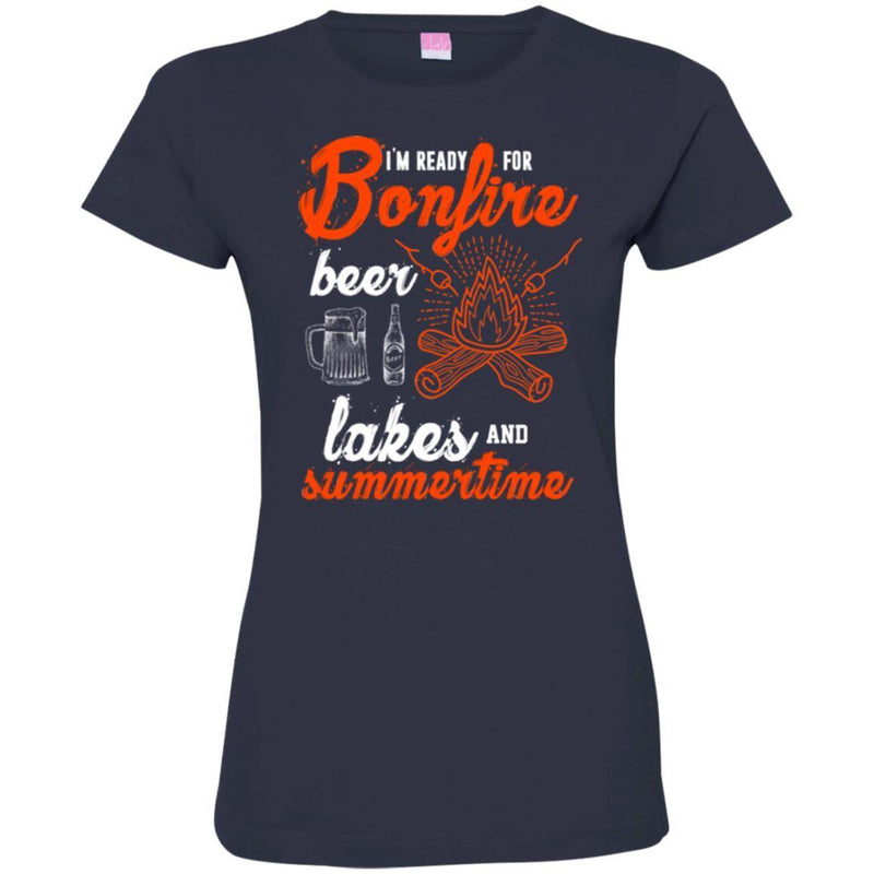 Camping T-Shirt I'm Ready For Bonfire Beer Lakes And Summertime Funny Gift For Camper Tee Shirt CustomCat