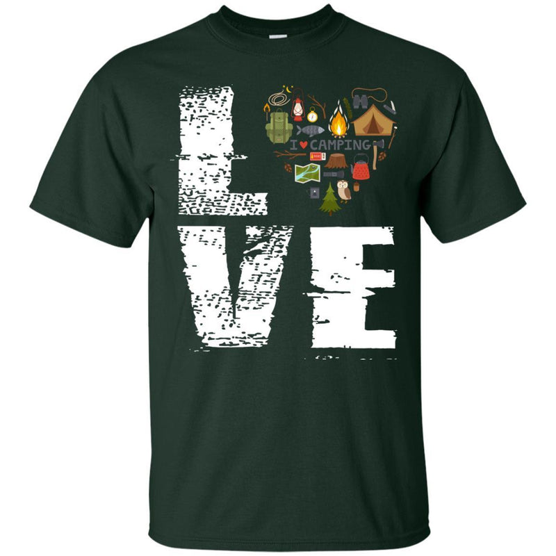 Camping T-Shirt Love At Heart Camping Funny Cute Gift Tees Lovers Camping Shirts CustomCat