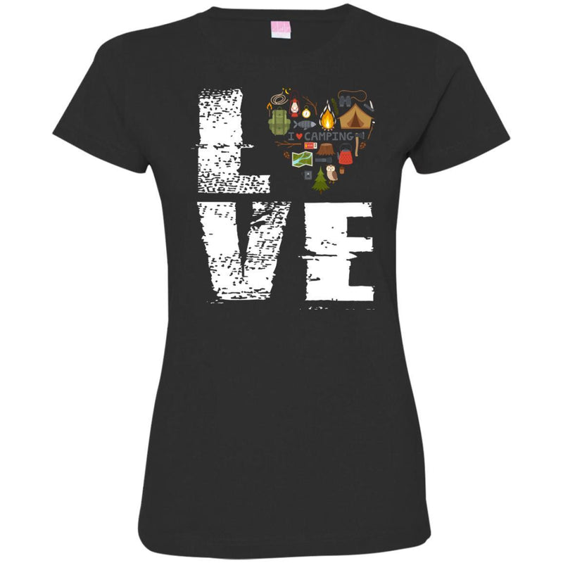 Camping T-Shirt Love At Heart Camping Funny Cute Gift Tees Lovers Camping Shirts CustomCat